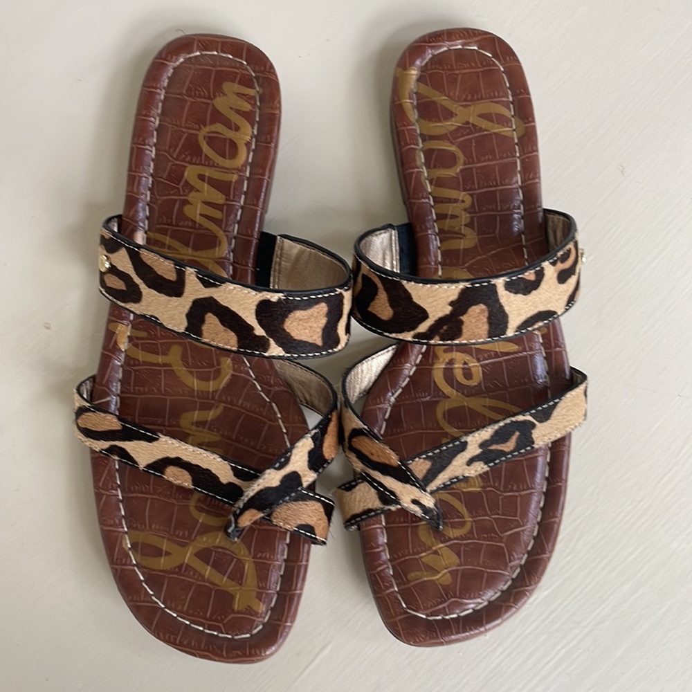 Sam Elderman Leopard Print Strappy Sandals 6.5 - image 4